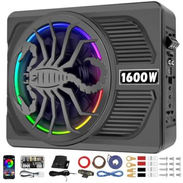 Imagem de TZGBASS Subwoofer de carro atualizado de 1600 W, subwoofer fino sob o assento e pacote de amplificador, entrada de nível alto/baixo, pacote combo de amplificador integrado de áudio para carro/caminhão