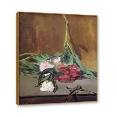 Imagem de NHLDZYH Moldura de madeira de teca. Flores clássicas natureza morta pintura em tela retro buquê de flores pinturas estilo country decoração de parede para cozinha e sala de estar. B13. 60 x 72 cm