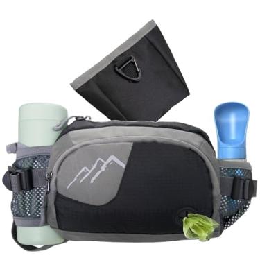 Imagem de Pochete para passear com cães, petisco de treinamento de cães de grande capacidade, bolsa de cintura com bolsa de lanche removível, suporte de água, dispensador de bolsa de cocô, zíper impermeável