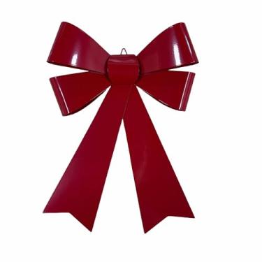 Imagem de Coroas de flores grandes laços vermelhos para árvore de Natal 24 x 32 cm decorações de arco de Natal de metal pendurado cerca de árvore de Natal corrimão lareira enfeite de topo de árvore de Natal