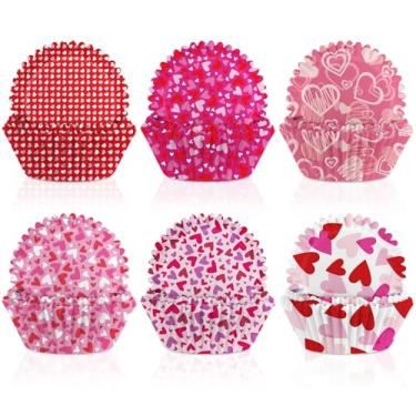 Imagem de 600 peças de forros de cupcake de dia dos namorados, vermelho, rosa, roxo, coração, papel para assar, embalagens, formas de muffin, bandejas de panificação para decorações de férias, artigos de festa