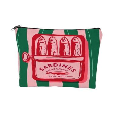 Imagem de Bolsa de maquiagem unissex de linho leve e durável  Design de azeite d