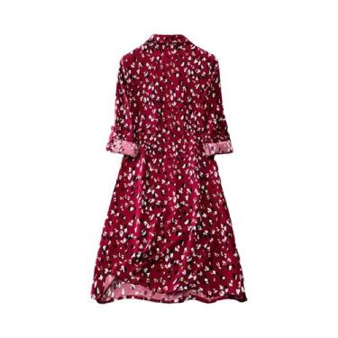 Imagem de Vestido Vintage Floral Em Chiffon plus Size Para Mulheres, Decote Em V