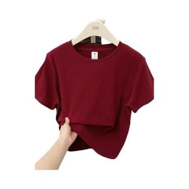 Imagem de Camiseta Casual De Verão plus Size Com Manga Curta Sexy Sólida Tendênc