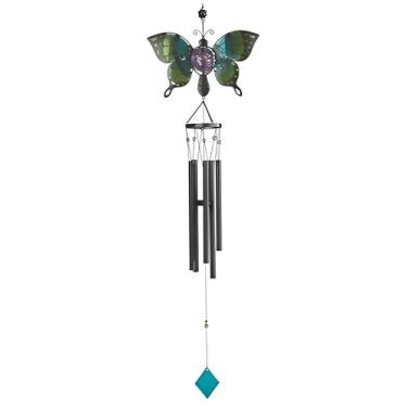 Imagem de ICE ARMOR Carrilhão de vento de borboleta verde de 117 cm de comprimento com estátua de pedra ornamental decoração de jardim ideias para inauguração de casa, feriados e aniversários, ótima adição