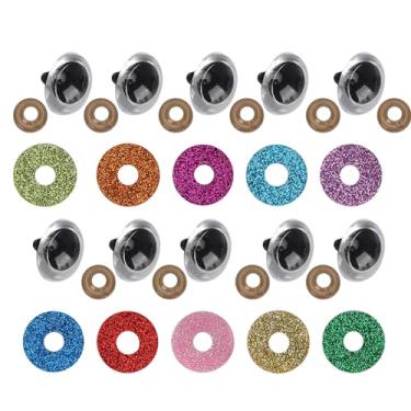 Imagem de Luqeeg Olhos de Segurança Com Brilho de Plástico para Brinquedos de Pelúcia, Suprimentos de Artesanato DIY para Bichos de Pelúcia, Olhos de Boneca de 20 Mm de 100 Peças Com Brilho Colorido para Fabricação de Brinquedos de Fantoches (plástico 3)