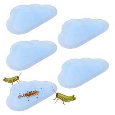 Imagem de 5 unidades de alimentadores de invertebrados, tigela de alimentador de isópodes, bacia de comer de críquete para pequenos insetos, baratas, isópodes e supervermes (azul)