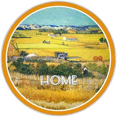 Imagem de Tapete redondo artístico 61 cm, tapete de entrada com sensação de lã sintética densidade, lavável na máquina e secagem rápida, fundo antiderrapante reforçado, adequado para entradas/cozinhas/banheiros