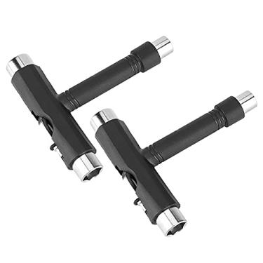 Imagem de HUIOP Chave Inglesa de Skate 2 Conjuntos de Aço Resistente Portátil Plástico Coberto Borda T Forma Chave Ferramenta Reparo Acessório, Tamanho Leve e Pequeno, Fácil Transportar e