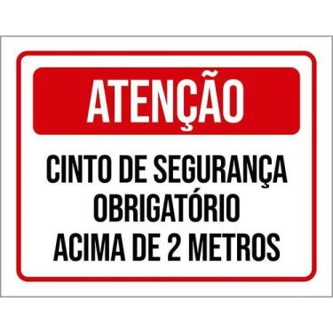 Imagem de Kit 3 Placas Atenção Cinto Segurança Obrigatório 2 Metros - Sinalizo