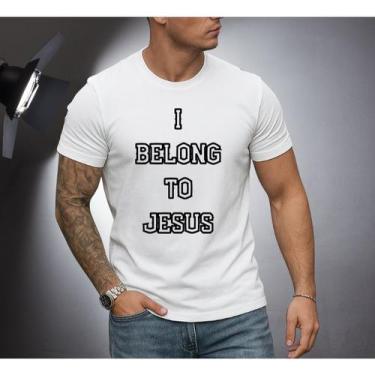 Imagem de camiseta 100% algodão estampa grande promoção eu pertenço a jesus - Es