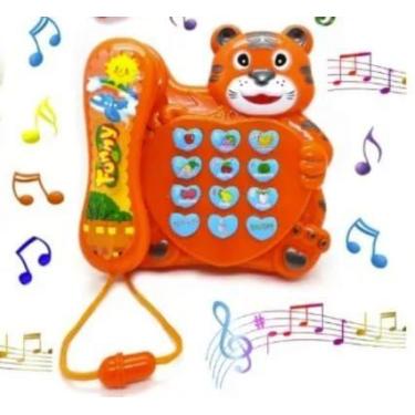 Imagem de Telefone Musical Educativo Infantil Bebê Piano Cor Laranja - Toy King