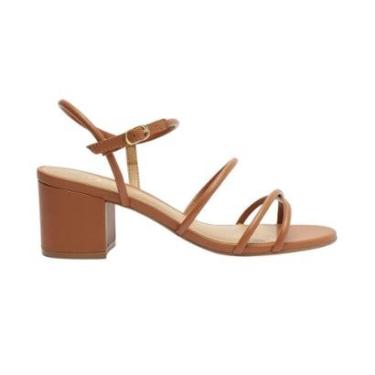 Imagem de SANDALIA AREZZO CARAMELO SALTO MEDIO BLOCO TIRAS FIVELA-Feminino
