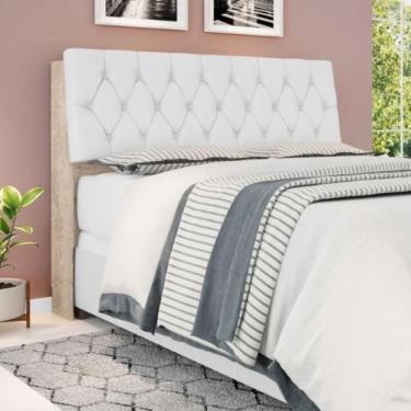 Imagem de Cabeceira Box Casal Isis Amarula Com Capitonê Branco