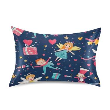 Imagem de Blueangle Fronha de cetim com desenho animado quebra-nozes para cabelo e pele, fronha de seda, tamanho padrão (51 x 66 cm) - Capas de almofada de cetim com fecho de envelope (6)