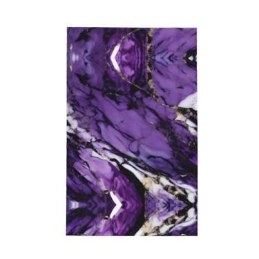 Imagem de XLLingL Toalhas de cozinha de waffle com estampa roxa de mármore, panos de prato de microfibra, para decoração e limpeza de cozinha - 1 peça