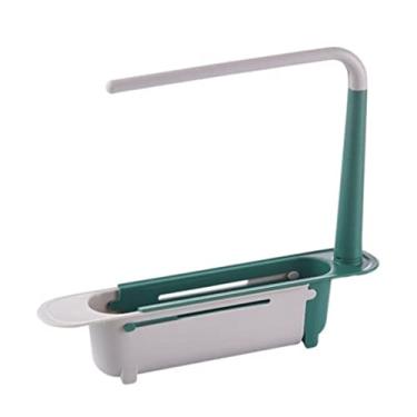 Imagem de Suporte para Pia da Cozinha Rack de Drenagem Retrátil Porta-Pano Prato Multifuncional Organizador Esponja e Toalha Residencial Fácil Instalar Armazena