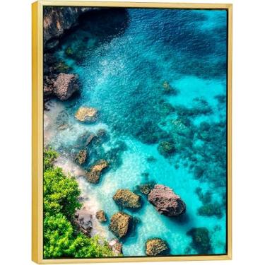 Imagem de Quadro Canvas com Moldura Flutuante, Praia, 40x50 cm, Arte Para Quarto, Sala, Corredor