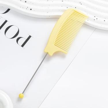 Imagem de Frinnovan Pacote com 5 pentes de contas DIY com 5 conjuntos de espelhos redondos de mão com contas, cabo de mão de dente largo de plástico para artesanato, espelho de maquiagem portátil fofo de viagem