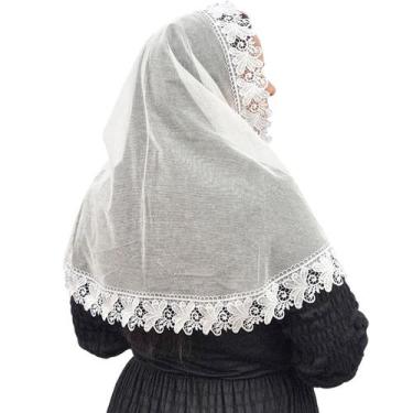 Imagem de Véu Ccb Congregação Cristã Renda Guipir Floral Adulto (modelo Evelyn) 