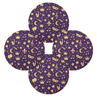 Imagem de Wassud Jogo americano conjunto de 4 tapetes de mesa redondos dourados para cozinha e jantar tapetes laváveis resistentes ao calor para decoração de mesa 39 cm