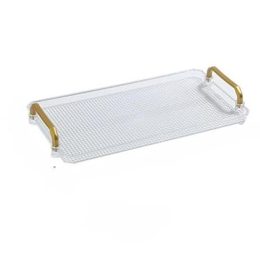 Imagem de Bandeja Decorativa Espelhado ou Marmorizado Multiuso Retangular ou Redonda em Metal Dourado ou Rosê(38.5x21.3x4.7cm)