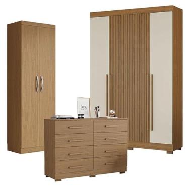 Imagem de Guarda Roupa Casal 2030240 Atacama Areia com Armário Multiuso 2000192 e Cômoda 2014148 Atacama - Aramóveis