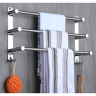 Imagem de Toalheiro de parede toalheiro barra de toalha banheiro base sólida kit de parafusos de aço inoxidável 304 fácil de instalar 60 cm (50 cm)