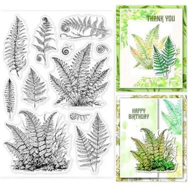 Imagem de 1 folha de carimbos transparentes de plástico PVC, carimbo de silicone com padrão de planta, padrão Pteridophyta para fazer álbuns de fotos faça você mesmo, 16 x 11 x 0,3 cm