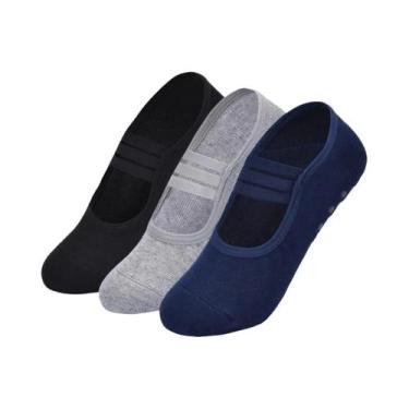 Imagem de Meias De Yoga, Pilates E Dança Femininas Antiderrapantes, 3 Pares, Res