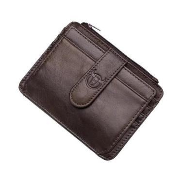 Imagem de Porta-cartões De Couro Slim Com Bloqueio RFID Para Homens, Carteira Pa