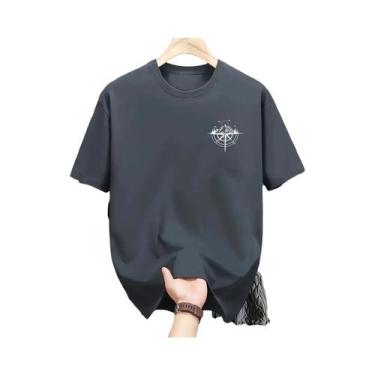 Imagem de Camiseta Masculina De Verão Em Algodão Com Gola Redonda E Manga Curta,