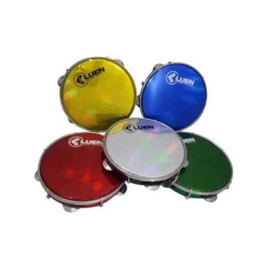 Imagem de Pandeiro 10" abs plat inox pele holografica sortido ean: 7908334109594