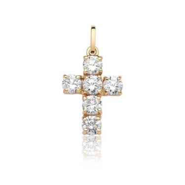 Imagem de Pingente Cruz Pedras Brancas Barata Ouro Puro 18k P100 - MAEHLER Arte 