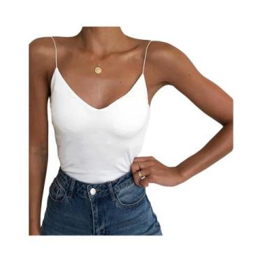 Imagem de Camiseta Regata Feminina Slim Sem Mangas 2023 Verão Sexy Básica Com Al