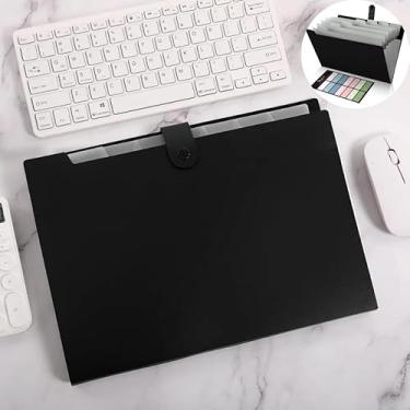 Imagem de Pasta Sanfonada A4 com 12 Divisórias para Organização de Documentos, Porta Arquivos Expansível, Fechamento Seguro, Ideal para Escritório, Estudo e Uso Diário (PRETO)