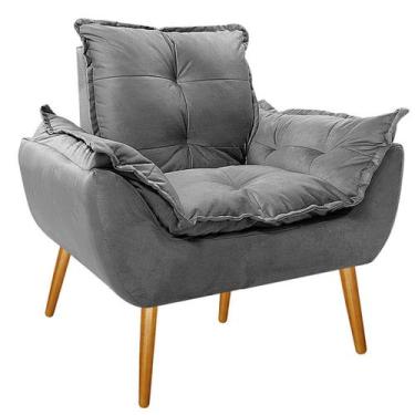 Imagem de Poltrona Opala Palito Mel Suede Cinza - Doce Sonho Móveis