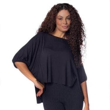 Imagem de Blusa Feminina Biamar Mullet Cava Morcego Viscose Preto-Feminino