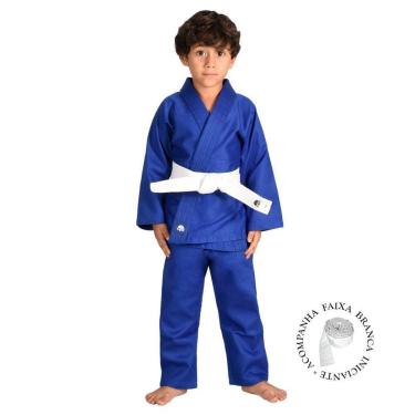 Imagem de Kimono de Judo Jui-Jitsu Infantil MKS Seitô Azul com faixa Branca-Unissex