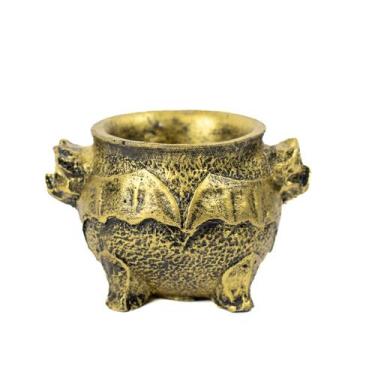 Imagem de Incensário Caldeirão Morcego Dourado 5 cm em Resina - Bialluz