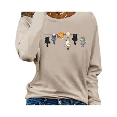 Imagem de Camiseta Feminina De Manga Longa Com Estampa De Lábios Vermelhos, Algo
