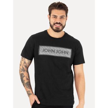Imagem de Camiseta John John Masculina Slim Outline Logo Preta-Masculino