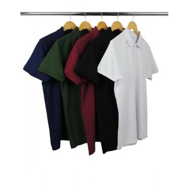 Imagem de Kit Sortido 5 Camisas Gola Polo Piquet Masculinas Lisa-Masculino