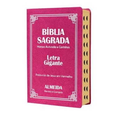Imagem de Bíblia Sagrada Letra Gigante Luxo Popular Pink - C/ Harpa E Palavras D