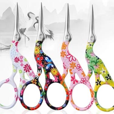Imagem de Tesoura de bordado de precisão com capa de couro artificial, ferramenta de costura profissional para artesanato e trabalho detalhado, verde flor