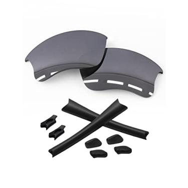 Imagem de Forobb Lentes de reposição polarizadas de 1,6 mm e kits de borracha para óculos de sol Oakley Flak Jacket XLJ - Irídio cromado - policarbonato polarizado
