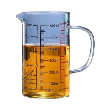 Imagem de Copo Medidor De Vidro Borossilicato Transparente Com Alça E Bico Em V,