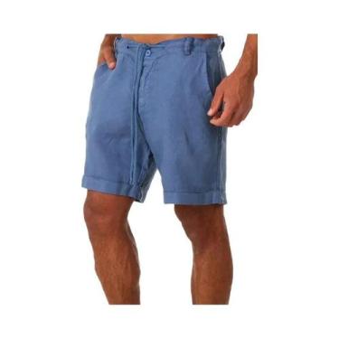 Imagem de Shorts de Praia Masculinos de Algodão e Linho - Soltos e Confortáveis,