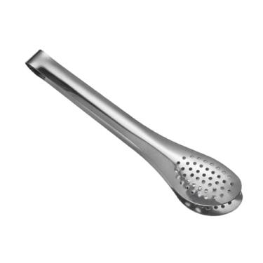 Imagem de Pinça de comida de cozinha de aço inoxidável 9 Polegada pinça de servir multifuncional com furos de filtro para restaurante em casa assar churrasco