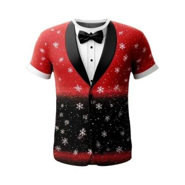 Imagem de Camiseta Masculina Oversized Com Estampa 3D De Natal, Casual, Manga Cu